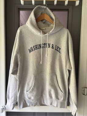 Vintage Washington & Lee Heather Gray Hooded Sweatshirt Pro-Weave very thick